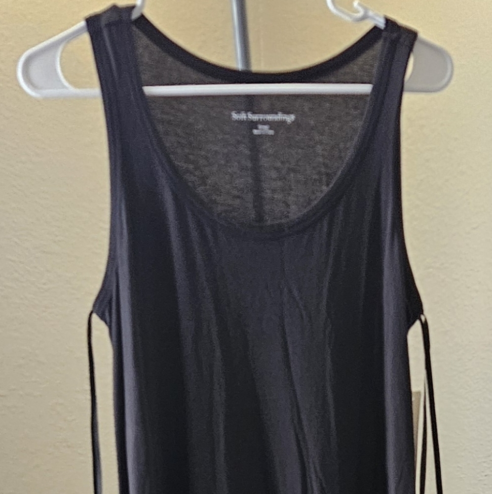 Soft Surroundings Black Maxi Sundress with Spaghetti Straps